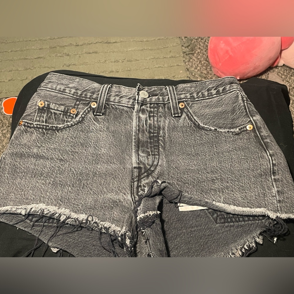 Black Distressed Levi 501 Shorts